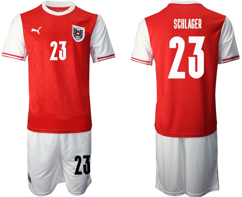 Men 2020-2021 European Cup Austria home red #23 Soccer Jersey->austria jersey->Soccer Country Jersey